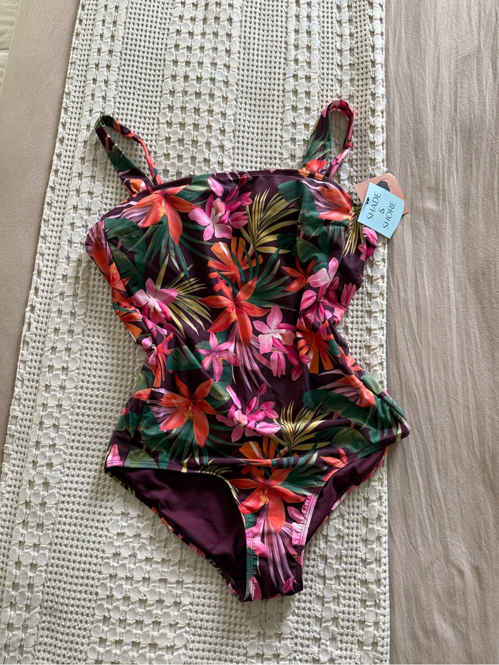 NEW Shade & Shore Floral One-Piece Swimsuit Size M